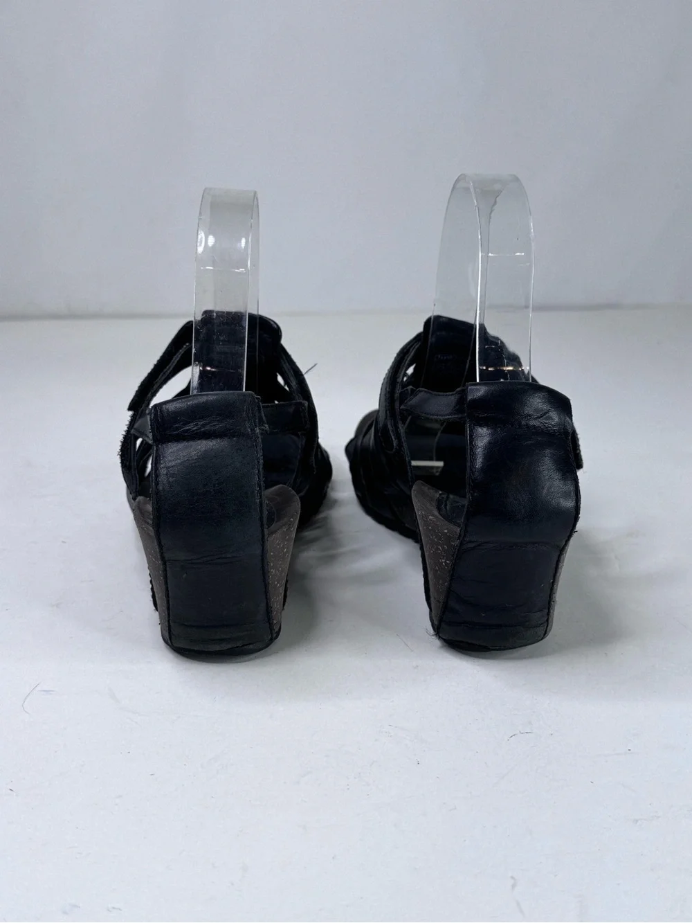 Teva Black Multi-Strap Wedge Sandals leather size 7.5